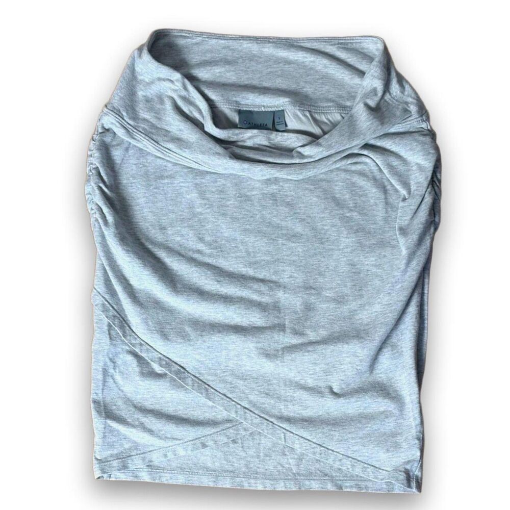 Athleta Tribeca Ruched Tulip Hem Travel Skirt Heather Gray Pima Cotton Blend S